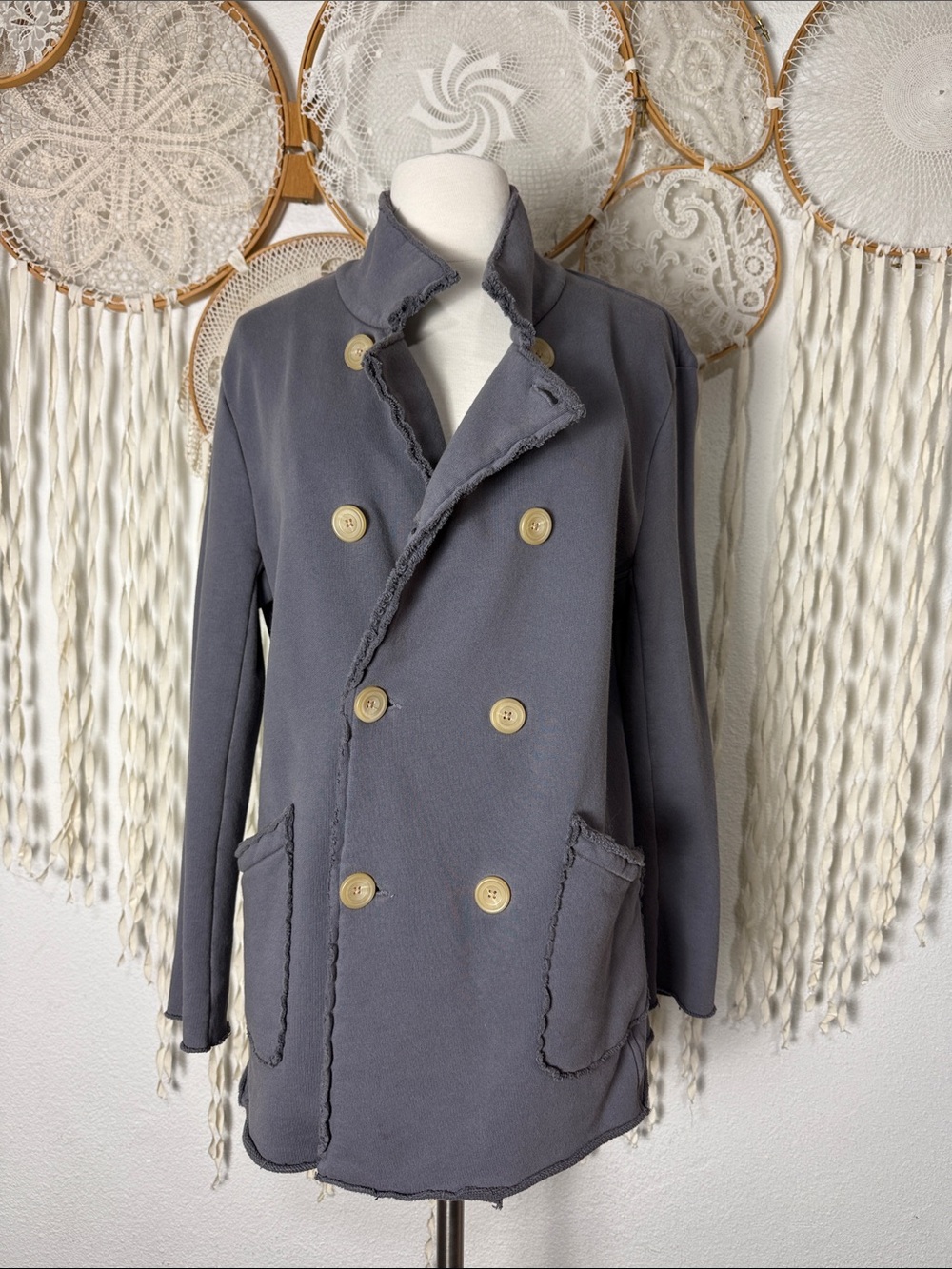 Frank & Eileen Belfast Triple Fleece Peacoat in Elephant Size M